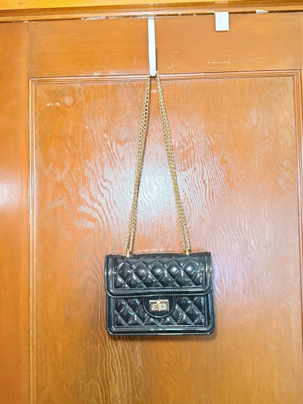 Black Quilted Chain-Shoulder Bag - Unbranded